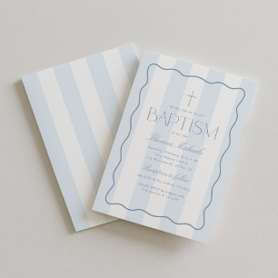 Modern Striped Boy Baptism Invitation