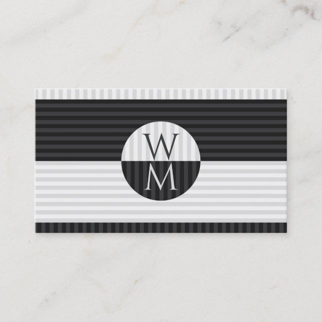Modern Striped Contrast Business Card (Front)