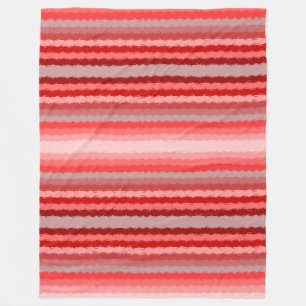 Modern striped design in various shades of red fleece blanket