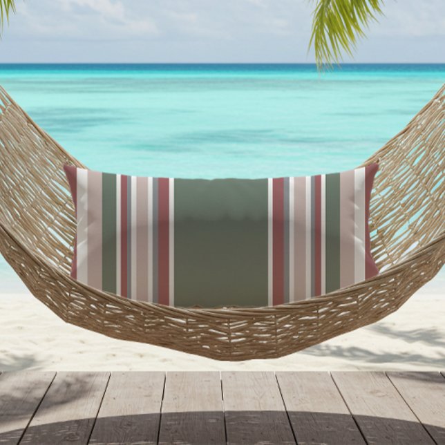 Modern Striped Dusty Rose Sage Green Grey Lumbar Cushion (Creator Uploaded)