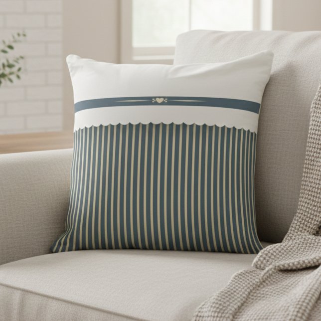 Modern Striped Farmhouse Décor Accent Cushion (The neutral color palette makes it incredibly versatile and easy to pair with other colors)