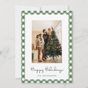 Modern Striped Frame Christmas Family Photo cards
