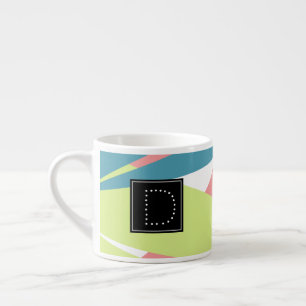 Modern Striped Geometrical Pattern Monogram Espresso Cup