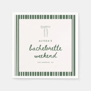 Modern Striped Green Coquette Bachelorette Weekend Napkin