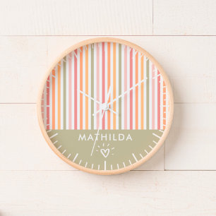 Modern striped kids room clock