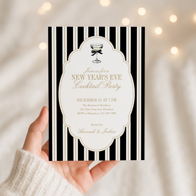 Modern Striped New Year's Eve Party Invitation (Creator Uploaded)