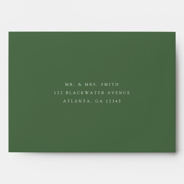 Modern Striped Olive Green Wedding Address Envelope (Front)