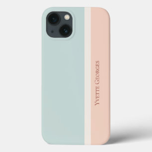 Modern Striped Pastels, Blue & Peach Colour Block iPhone 13 Case