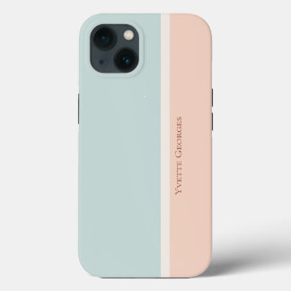 Modern Striped Pastels, Blue & Peach Colour Block iPhone 13 Case