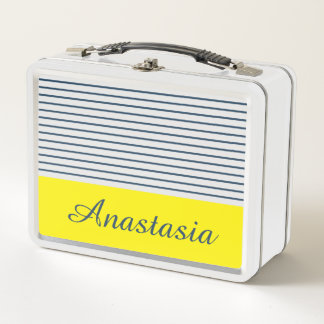 Modern striped pattern metal lunch box