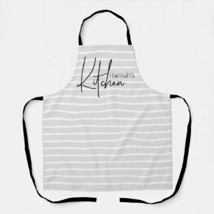 Modern Striped Script Personalised Apron