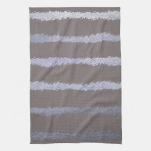 Modern striped silver and grey taupe metallic look tea towel