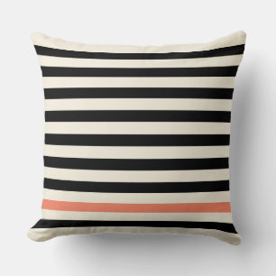 Modern Striped Throw Pillow in Black or Any Colour