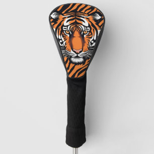 Modern Striped tiger skins Print feline wild black Golf Head Cover