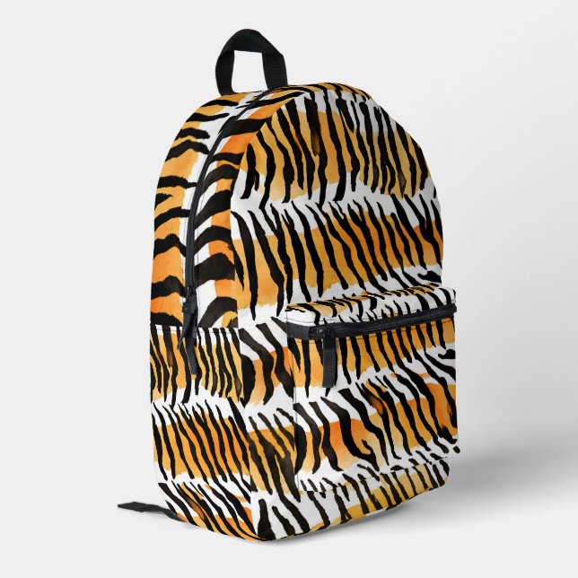 Modern Striped tiger skins Print wild animals wild Printed Backpack (Back Corner Left)