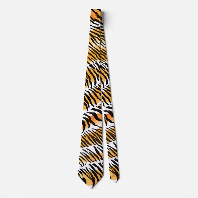 Modern Striped tiger skins Print wild animals wild Tie (Front)
