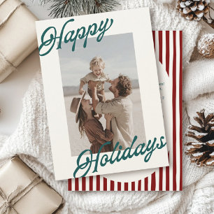 Modern Striped Warm Colors Minimalist Happy Holiday Card