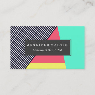 Modern Stripes and Colour Block Geometric Pattern Business Card