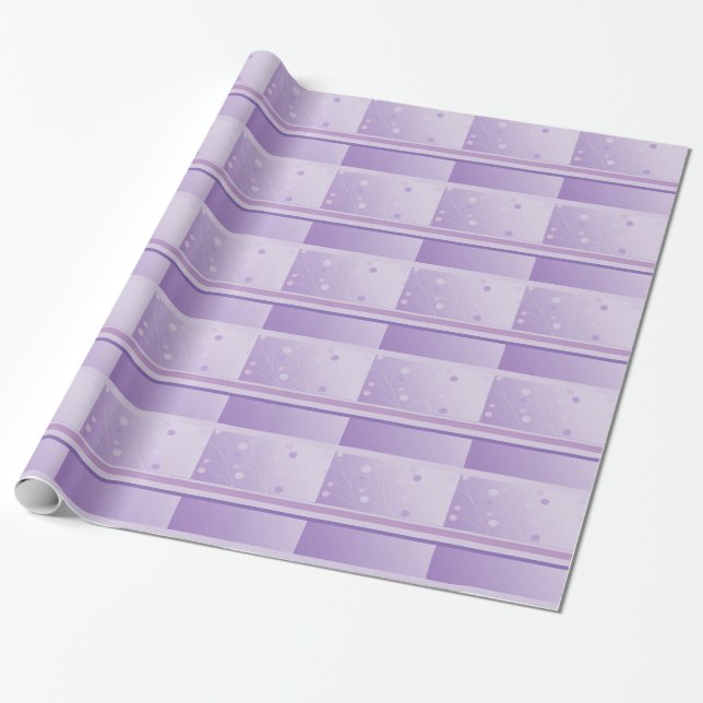 Modern Stripes and Dots in Purple Wrapping Paper (Unrolled)