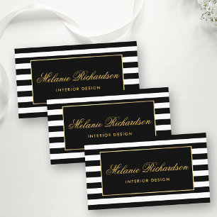 Modern Stripes and Gold Frame Business Card