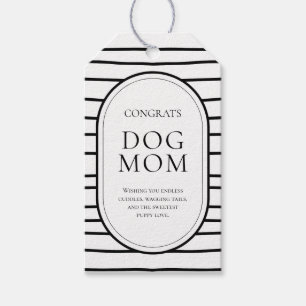 Modern Stripes Black and White New Puppy Dog Mum Gift Tags