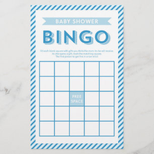 Modern Stripes Blue Baby Shower Bingo Game
