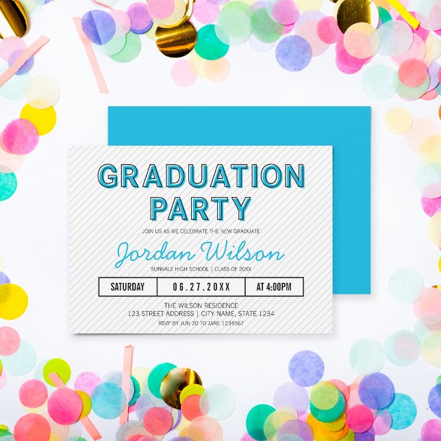 Modern Stripes Blue Graduation Party Invitation (Creator Uploaded)