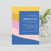 Modern Stripes Blue Yellow Graduation Party Photo