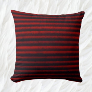 Modern Stripes Charcoal Black and Red Cushion