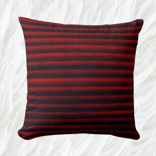 Modern Stripes Charcoal Black and Red Cushion (Creator Uploaded)