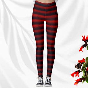 Modern Stripes Charcoal Black and Red Leggings