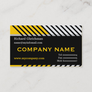 Modern stripes construction black, yellow, grey business card