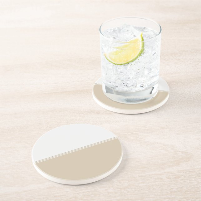 Modern Stripes Cream Ivory Custom Coaster (Side)