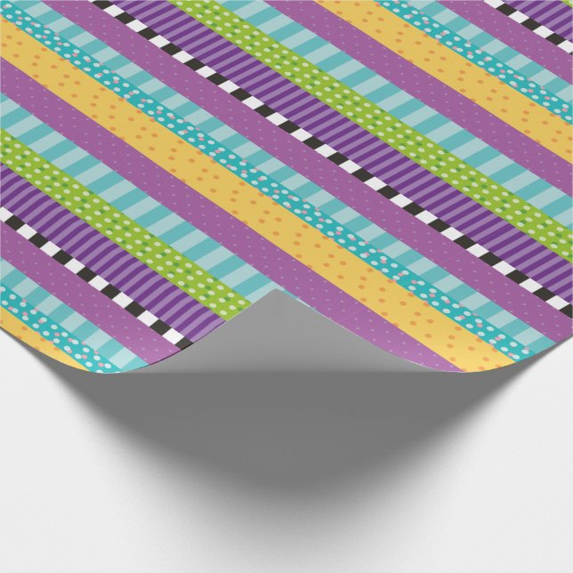 Modern Stripes Dots Pattern Wrapping Paper (Corner)