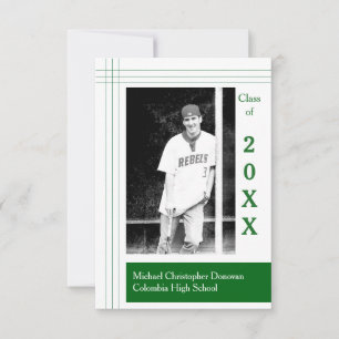 Modern Stripes Green - 3x5 Graduation Announcement