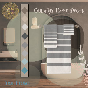 Modern Stripes Grey and Buttercream Bath Towel Set