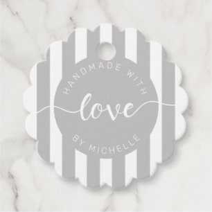 modern stripes handmade with love monogram favour tags