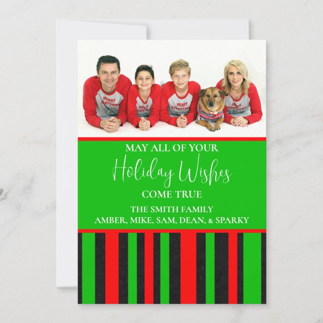 Modern Stripes Holiday Photo Greeting Card (Front)