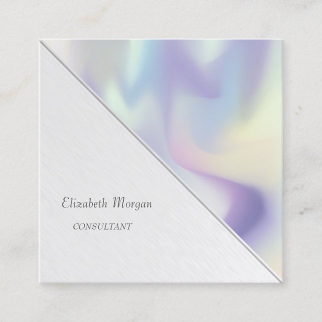 Modern Stripes,Holographic Square Business Card (Front)