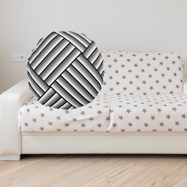 Modern stripes in black, white and grey - cool    round cushion (Creator Uploaded)