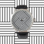 Modern stripes in black, white and grey - cool    watch<br><div class="desc">Not typical stipes! Modern striped pattern in black,  white and grey. Timeless and cool! Digital art - designed by Marions Artwork.
Great gift for him!</div>