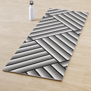 Modern stripes in black, white and grey - cool yoga mat