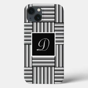 Modern stripes in black, white and grey - Monogram iPhone 13 Case