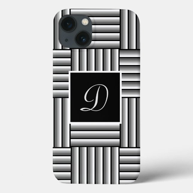 Modern stripes in black, white and grey - Monogram Case-Mate iPhone Case (Back)