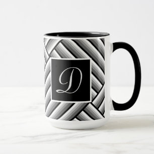 Modern stripes in black, white and grey - Monogram Mug