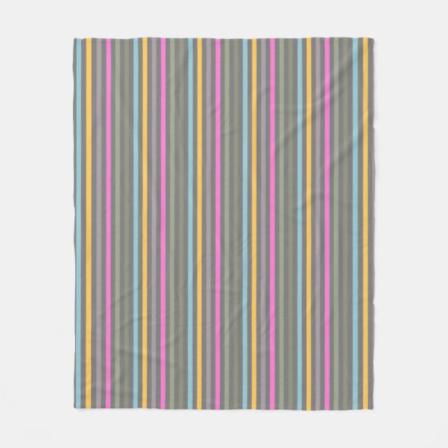 Modern Stripes in Pastel Colours & Grey Tones Fleece Blanket (Front)