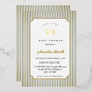 Modern Stripes Little Bow Baby Shower Foil
