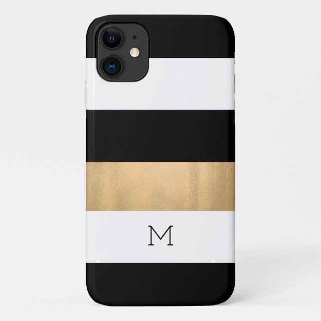 Modern Stripes Monogrammed Case-Mate iPhone Case (Back)