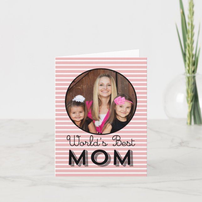 Modern Stripes Mothers Day Photo Card (Front)