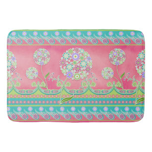 Modern Stripes Paisley Dandelion Floral BOHO Chic Bath Mat